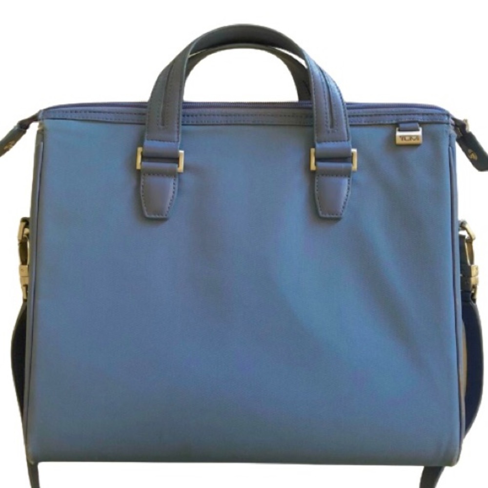 Tumi Light Blue Laptop Bag Case Sleve Crossbody Bag Unisex Men's Women's Bag EUC